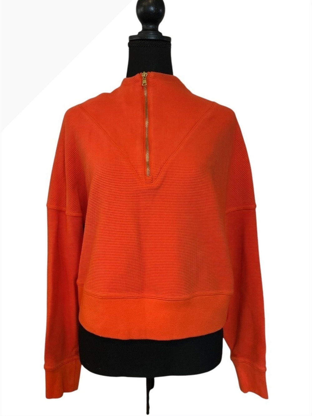 Fabletics Orange Half-Zip Hoodie Sweatshirt Size S